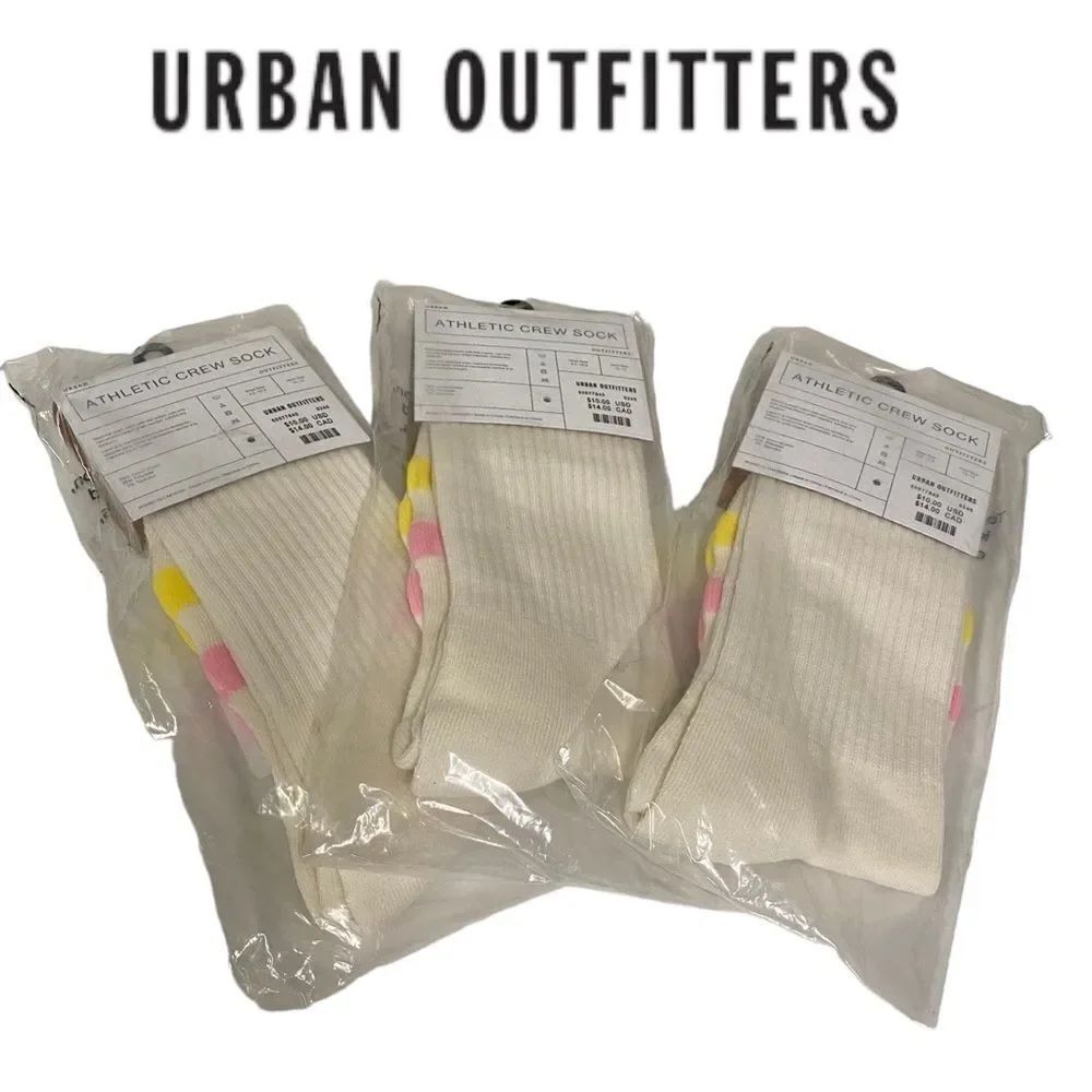 NEW in Package (3) Pairs of UO Urban Outfitters Toe Stripe Athletic Crew Socks